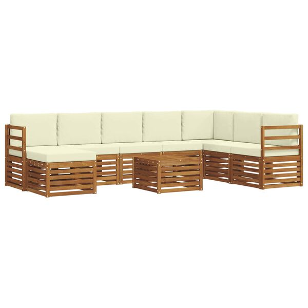 vidaXL Sofagarnituren 9 pcs Natur und Creme Massivholz Akazie