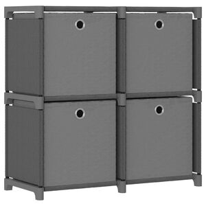 vidaXL W&uuml;rfelregal mit 4 Boxen Grau 69x30x72,5 cm Stoff