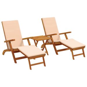 vidaXL Liegestuhl zum Verstellen und Klappen 3 pcs Beige