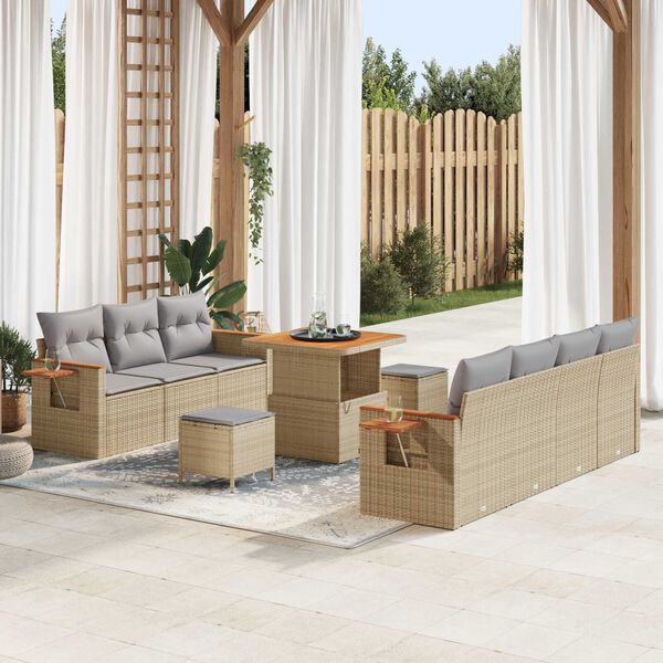 vidaXL Gartensofa-set mit Kissen 10 pcs Beige und Hellgrau