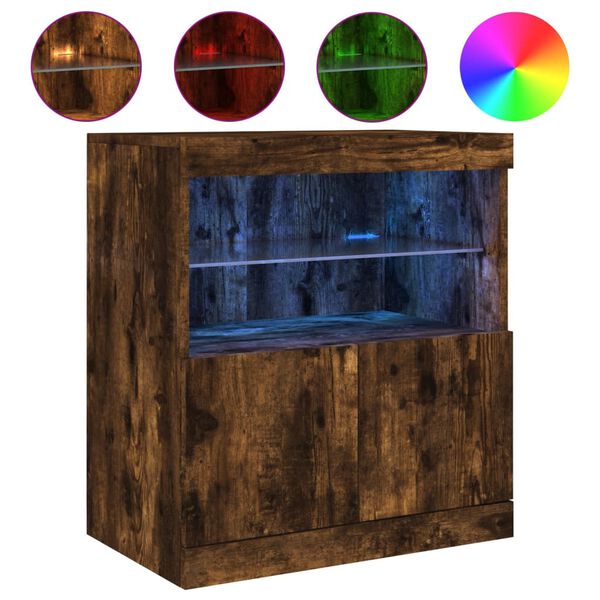 vidaXL Sideboard mit LED-Leuchten R&auml;uchereiche 60x37x67 cm