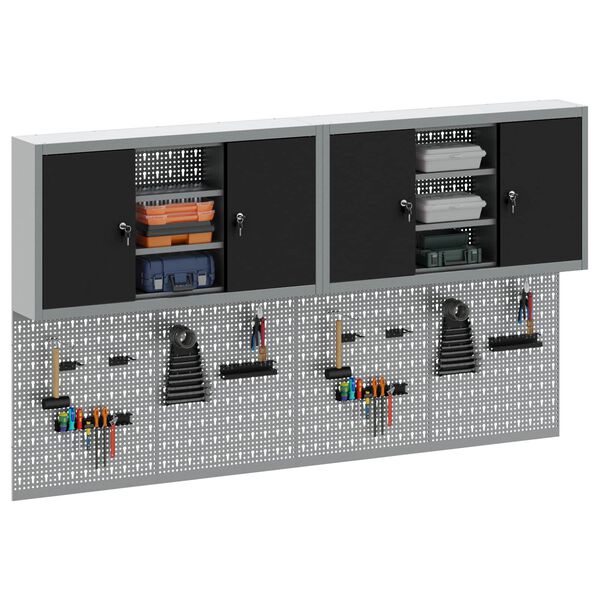 vidaXL Werkzeugschrank-Set 6 pcs Schwarz Pulverbeschichteter Stahl