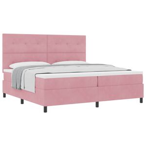 vidaXL Boxspringbett mit Matratze mit Kopfteil Rosa 200 x 200 cm Stoff