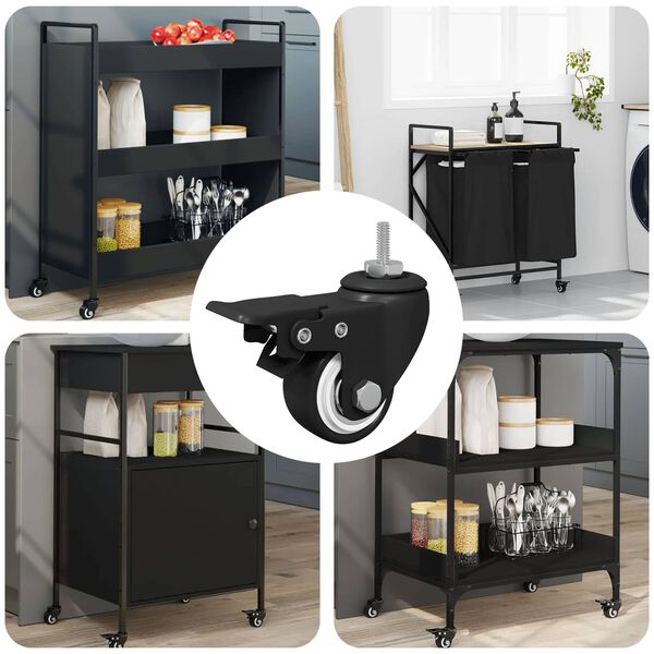 vidaXL Rollen 12 pcs Schwarz M6 x 37 mm Eisen und Nylon