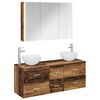 vidaXL Badezimmerm&ouml;bel-Set 4 stk. Altholz Ingenieurholz und Glas