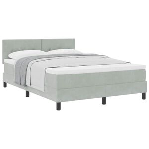 vidaXL Boxspringbett mit Matratze Hellgrau 160 x 200 cm Samt