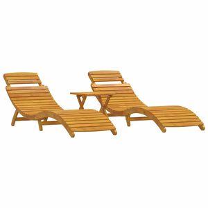 vidaXL Sonnenliege 2-Person 3 pcs Braun Massivholz Akazie