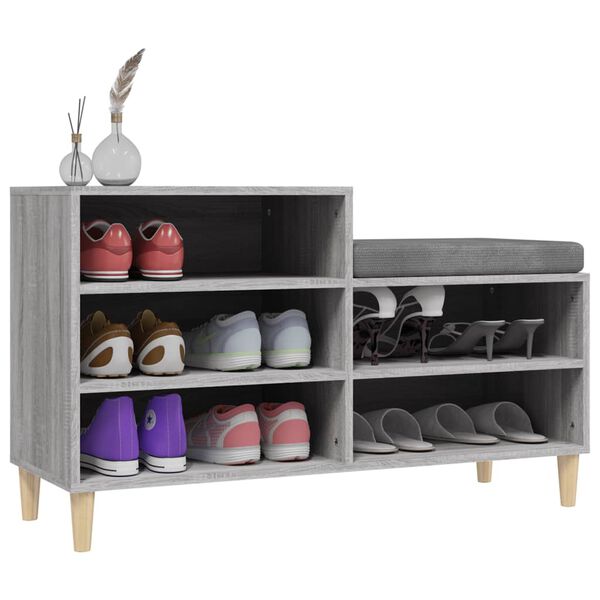vidaXL Schuhregal Grau Sonoma 102x36x60 cm Holzwerkstoff