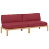 vidaXL Sofa Set mit Kissen Weinrot 240 x 80 x 69 cm Massivholz Akazie