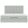 vidaXL Ottoman-Bett mit Matratzen & LEDs Hellgrau 180x200 cm Samt