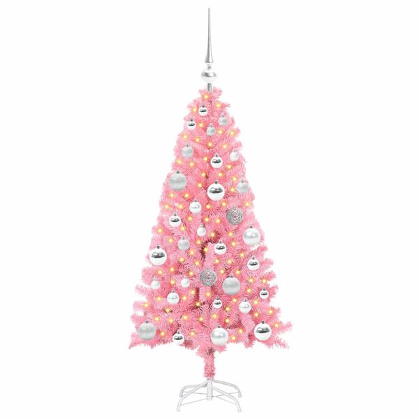 vidaXL Weihnachtsbaum mit 150 LEDs mit Ständer Rosa 120 cm PVC