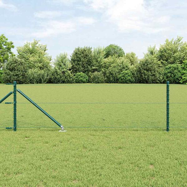 vidaXL Zaunpfosten Gr&uuml;n 10 x 0,6 m (13 mm Maschen) Stahl und PVC
