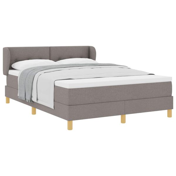 vidaXL Boxspringbett mit Matratze Taupe 140 x 190 cm Stoff