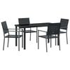 vidaXL Garten Essgruppe 5 stk. Schwarz PE-Rattan