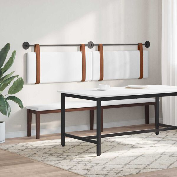 vidaXL H&auml;ngevorderseite Wandmontiert Wei&szlig; 210 x 55 x 5 cm Antikes PU