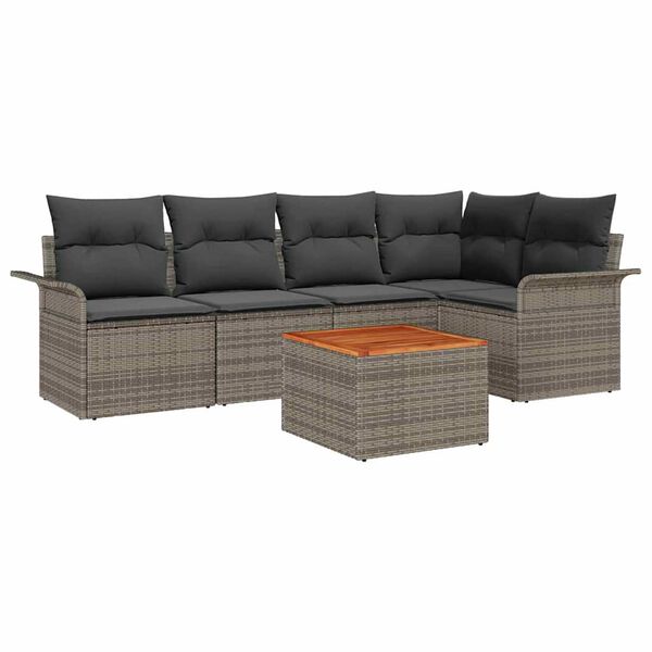 vidaXL Gartensofa-set mit Speicher 6 pcs Grau Poly-Rattan