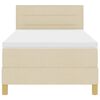 vidaXL Boxspringbett mit Kissen mit Kopfteil Creme 90 x 200 cm Stoff