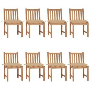 vidaXL Gartenst&uuml;hle 8 Stk. mit Kissen Massivholz Teak