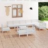 vidaXL 11-tlg. Garten-Lounge-Set Massivholz Kiefer Wei&szlig;