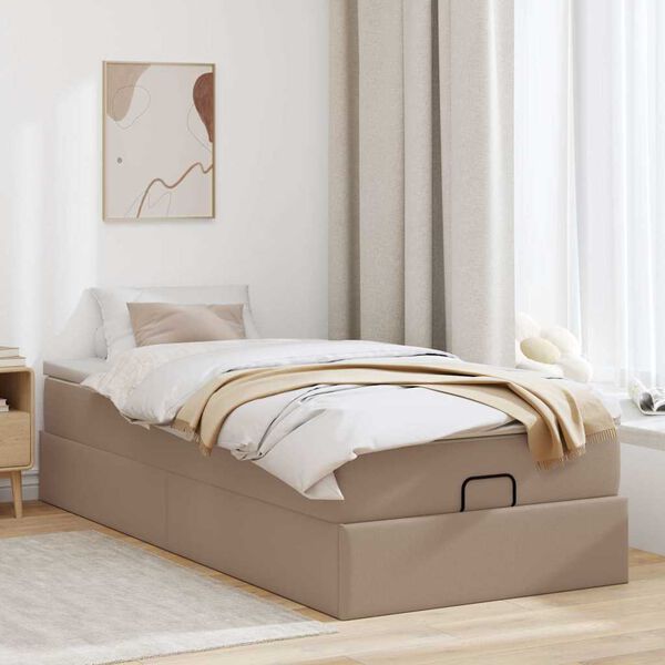 vidaXL Ottoman-Bett mit Matratze Cappuccino-Braun 90x190 cm Kunstleder