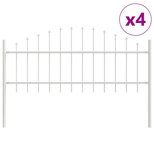 vidaXL Gartenzaun 4 pcs Wei&szlig; 170 x 140 cm Pulverbeschichteter Stahl
