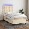 vidaXL Boxspringbett mit Matratze & LED Creme 90x200 cm Stoff