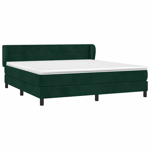 vidaXL Boxspringbett mit Matratze Dunkelgr&uuml;n 180x200 cm Samt