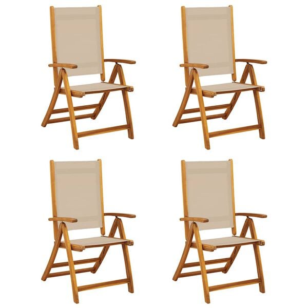 vidaXL Gartenst&uuml;hle 4 Stk. Klappbar Massivholz Akazie und Textilene
