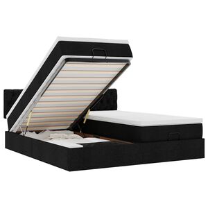 vidaXL Ottoman-Bett mit Matratzen Schwarz 160x200 cm Stoff