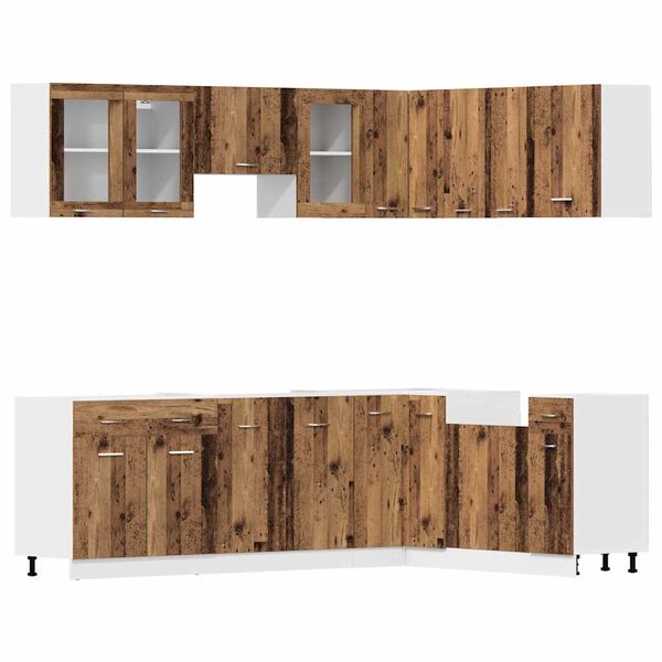 vidaXL 11-tlg. K&uuml;chenschrank-Set Lyon Altholz-Optik Holzwerkstoff