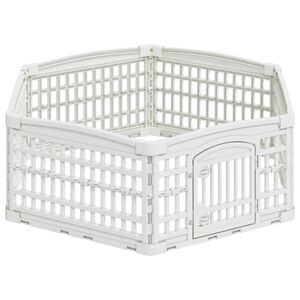 vidaXL 6-Panel-Hundespielplatz 122 x 106,5 x 40 cm Kunststoff Wei&szlig;