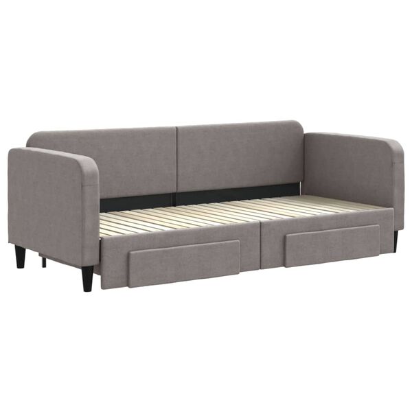 vidaXL Tagesbett Ausziehbar mit Schubladen Taupe 80x200 cm Stoff