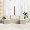 vidaXL Gartensofa-set mit Kissen mit Speicher 6 pcs Beige Poly-Rattan