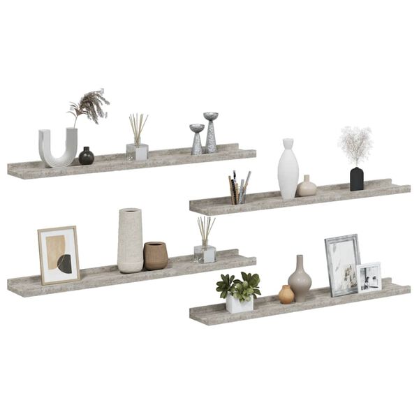 vidaXL Wandregale 4 Stk. Betongrau 80x9x3 cm