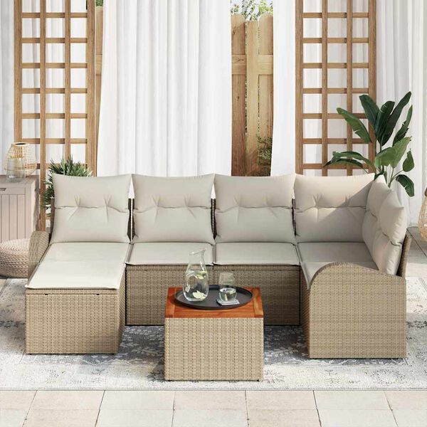 vidaXL Garten-Sofa-Set 7 pcs Beige und Weiß