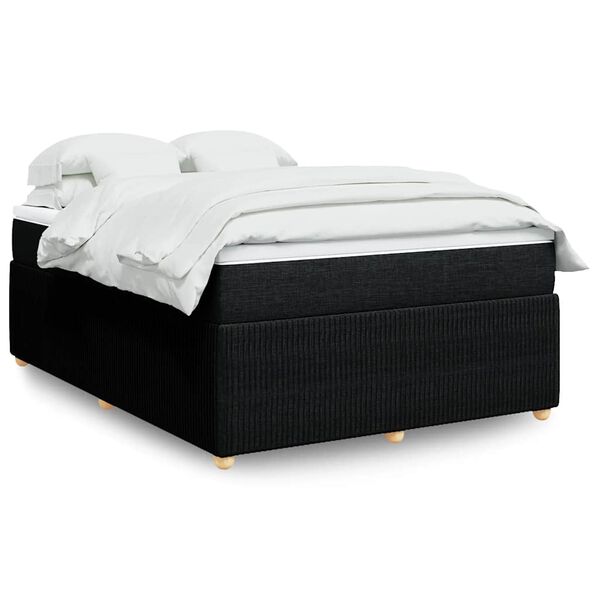 vidaXL Boxspringbett mit Matratze Schwarz 160x200 cm Stoff