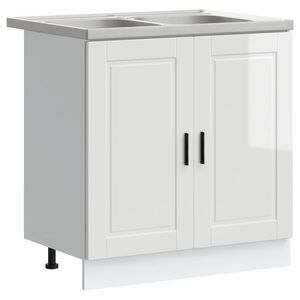 vidaXL Waschbecken-Unterschrank mit T&uuml;r Porto 2 pcs Wei&szlig; Holzwerkstoff