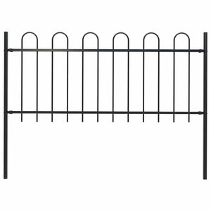 vidaXL Gartenzaun BOXTEL mit B&uuml;gelaufsatz Stahl 170 x 100 cm Schwarz