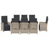 vidaXL Garten Essgruppe mit Kissen 9 pcs Hellgrau Poly-Rattan