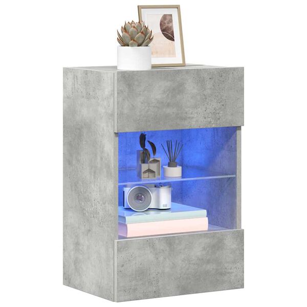 vidaXL Wandschr&auml;nke mit LED-Leuchten f&uuml;r TV 2 Stk. Betongrau 40x30x60,5 cm