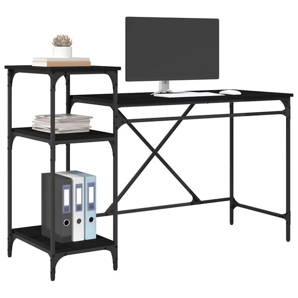 vidaXL Schreibtisch Schwarz Eichen-Optik 135 x 50 x 90 cm