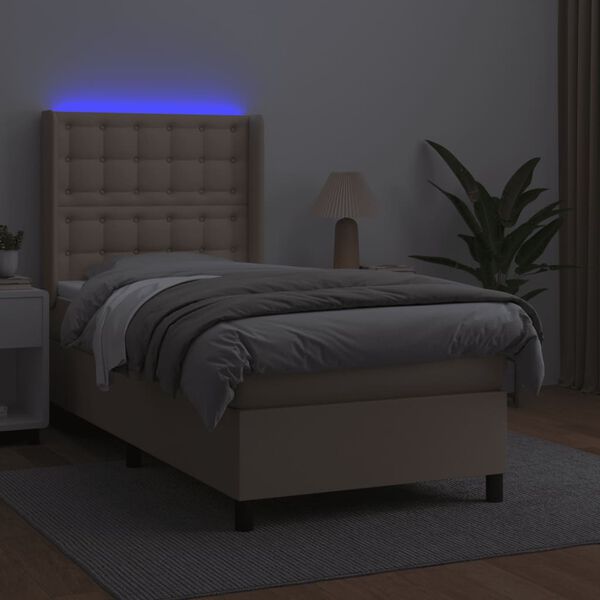 vidaXL Boxspringbett mit Matratze & LED Cappuccino-Braun 100x200cm