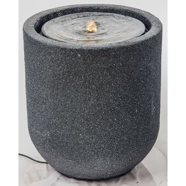 HEISSNER Terrassenbrunnen mit LED Zylinderform 41x41x45 cm Schwarz