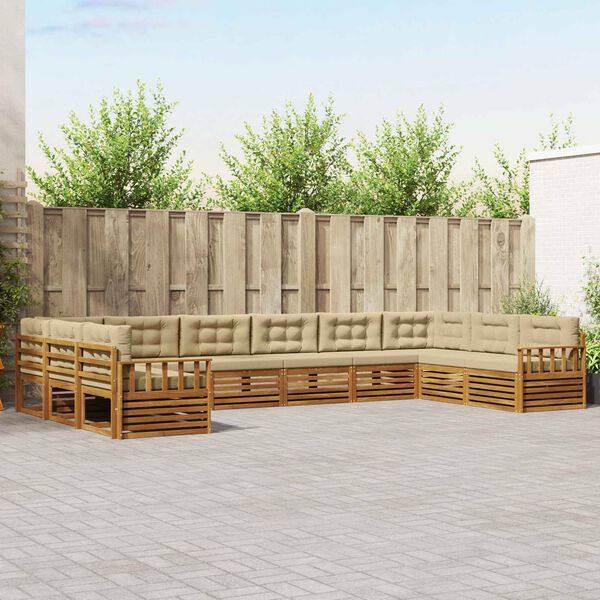 vidaXL Sofagarnituren 10 pcs Natur und Beige Massivholz Akazie