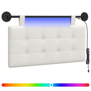vidaXL H&auml;ngendes Kopfteil Mit LED Licht Wei&szlig; Kunstleder