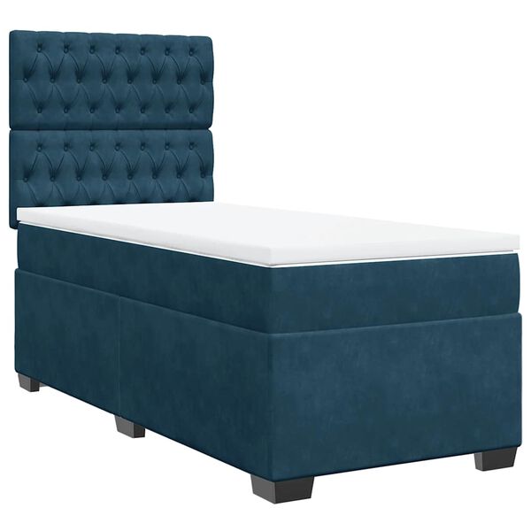 vidaXL Boxspringbett mit Matratze Blau 80x200 cm Samt