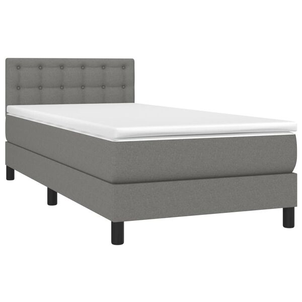 vidaXL Boxspringbett mit Matratze & LED Dunkelgrau 80x200 cm Stoff