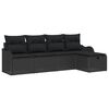 vidaXL Garten-Sofa-Set mit Kissen 5 pcs Schwarz Poly Rattan