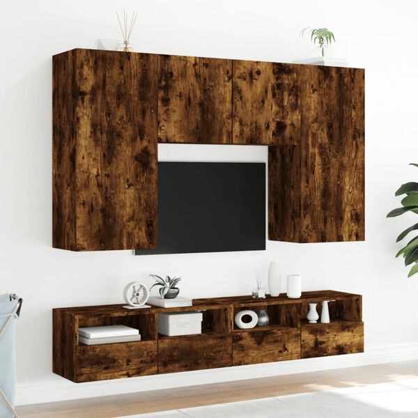 vidaXL TV-Wandschr&auml;nke 2 Stk. R&auml;uchereiche 80x30x30 cm Holzwerkstoff
