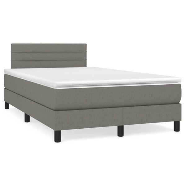 vidaXL Boxspringbett mit Matratze & LED Dunkelgrau 120x190 cm Stoff